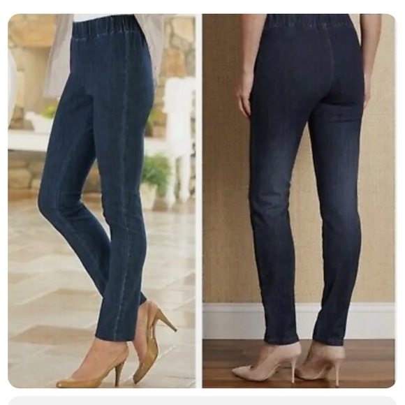 Indigo Wash “Metro” Slimming Pull-On Jeans • Tall { Soft Surroundings } - Picture 2 of 11